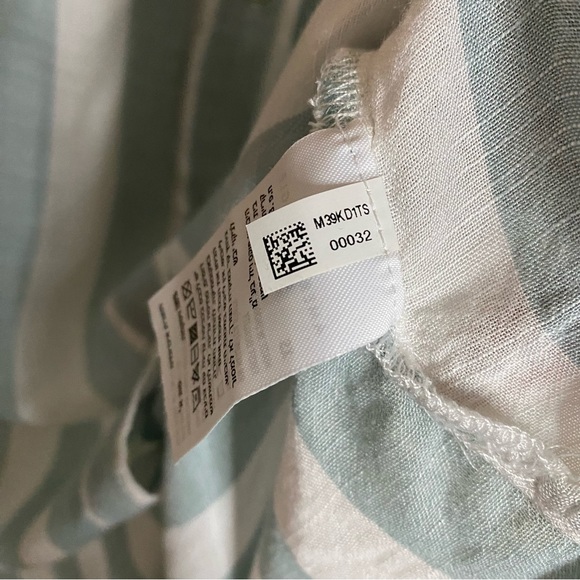 American Eagle Long Sleeve Semi Sheer Striped Button Front Oversized Shirt - Picture 7 of 9